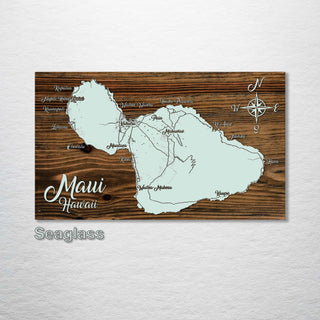 Maui, Hawaii Whimsical Map - Fire & Pine