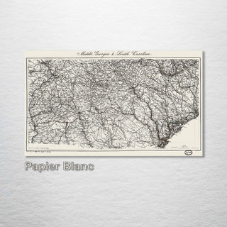 Historic Map of Middle Georgia and South Carolina 1865 - Fire & Pine
