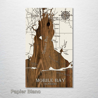 Mobile Bay, Alabama Whimsical Map - Fire & Pine