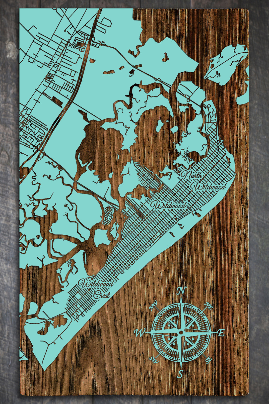 FP0175 - Wildwood Crest, NJ Engraved Map (Gold