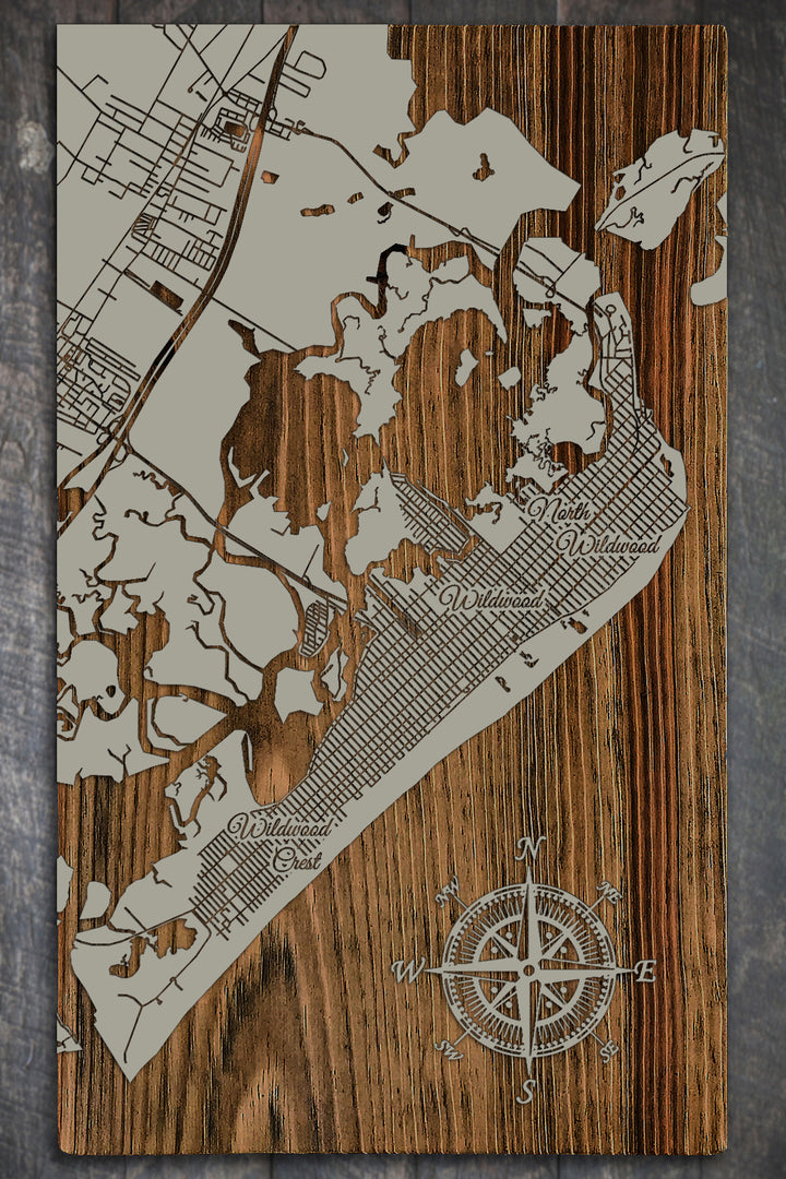 FP0175 - Wildwood Crest, NJ Engraved Map (Gold