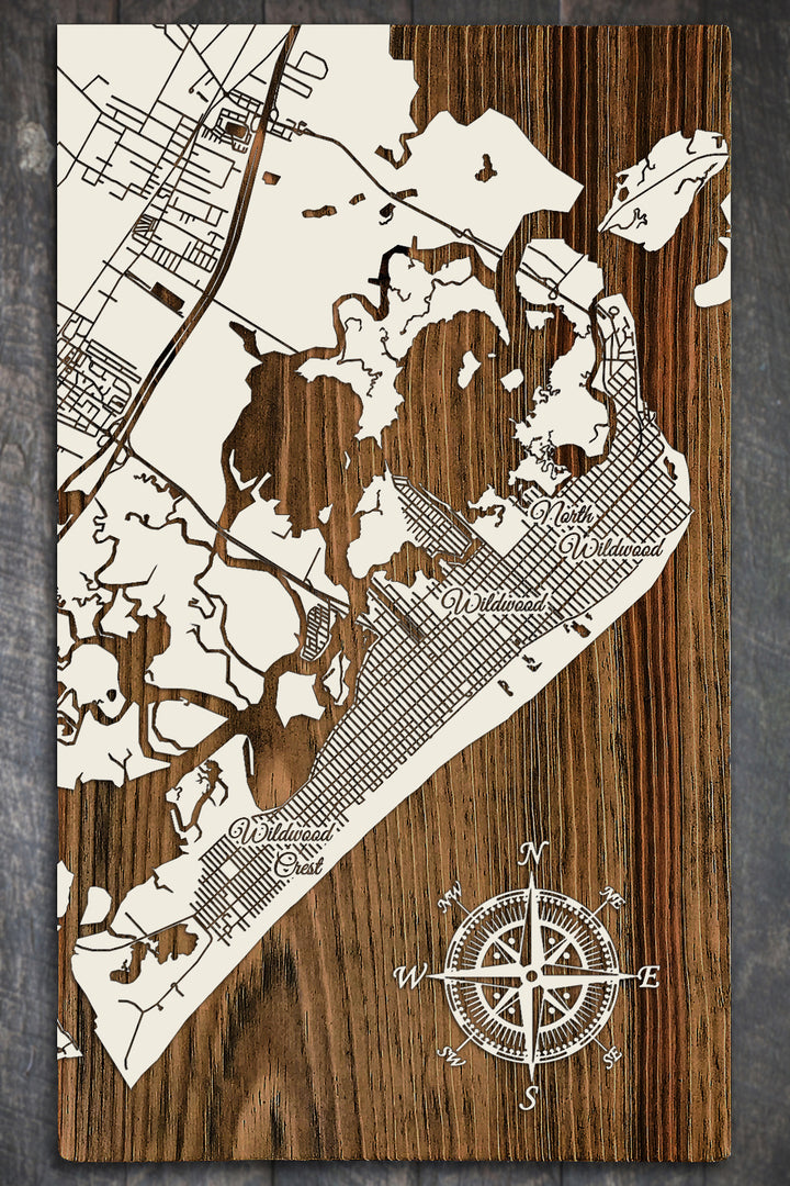 FP0175 - Wildwood Crest, NJ Engraved Map (Gold