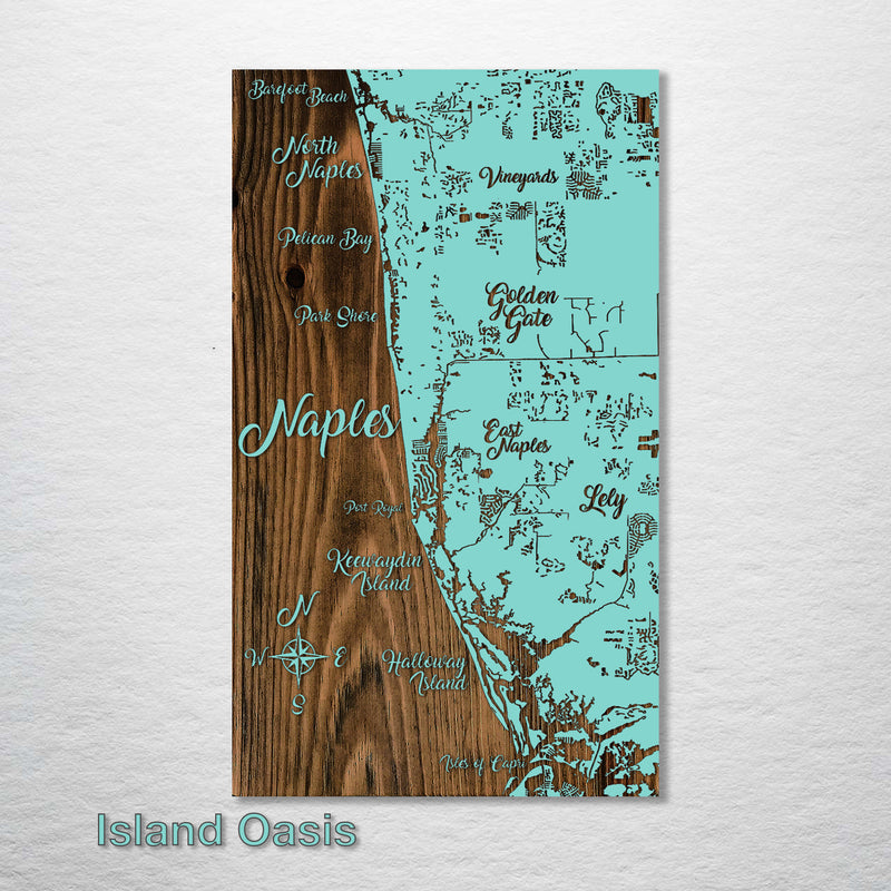 Naples, Florida Whimsical Map - Fire & Pine