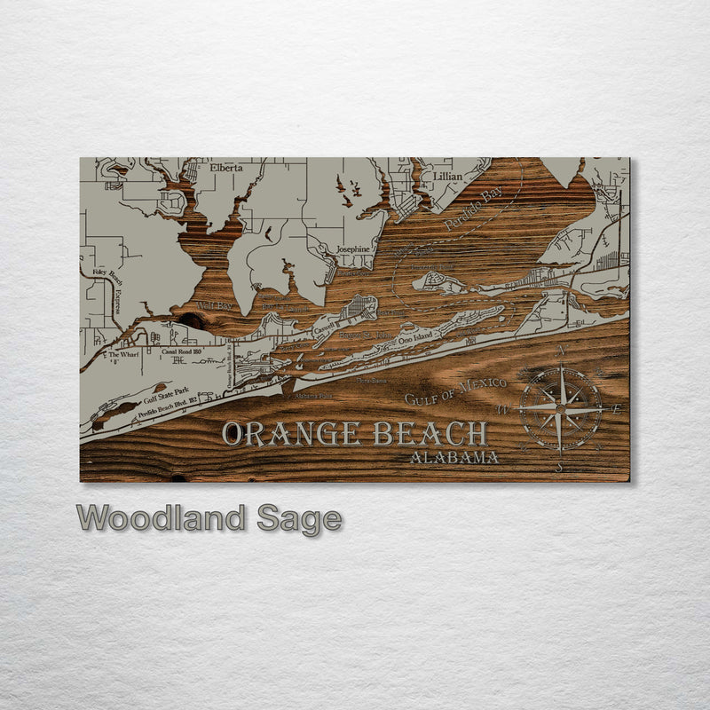 Orange Beach, Alabama Whimsical Map - Fire & Pine
