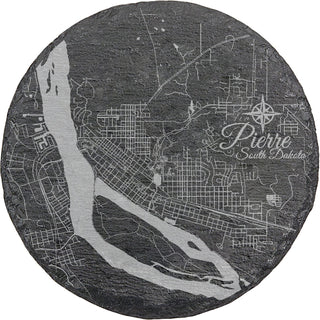 Pierre, South Dakota Round Slate Coaster