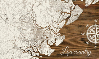 Exclusive - Low Country, SC Engraved Wood Wall Map