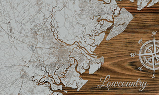 Exclusive - Low Country, SC Engraved Wood Wall Map