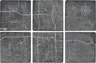 Salt Lake City, Utah Square Slate Coaster