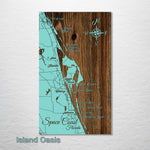 Space Coast, Florida Whimsical Map - Fire & Pine