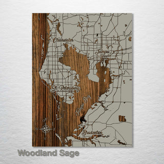 Tampa, Florida Whimsical Map - Fire & Pine