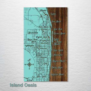 West Palm Beach, Florida Whimsical Map - Fire & Pine
