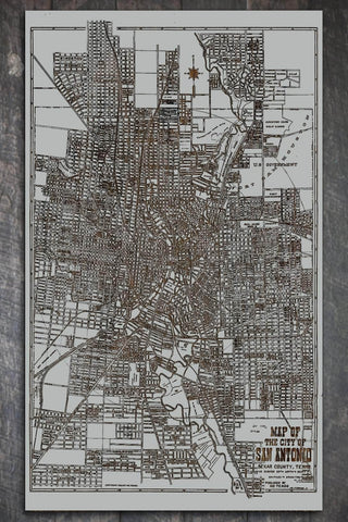 Map of San Antonio in Bexar County 1924 - Fire & Pine