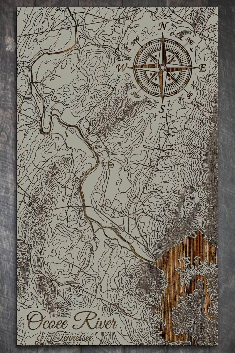 Ocoee River, Tennessee Map - Fire & Pine