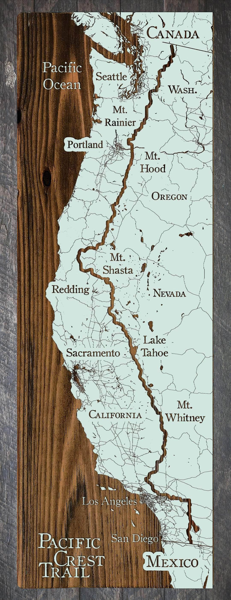 Pct Earth Map Pacific Crest Trail Wall Map